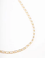 Gold Plated Baguette Cubic Zirconia Necklace