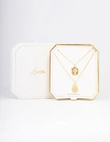 Gold Plated Coin Pendant Layered Necklace
