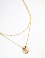 Gold Plated Layered Drop Pendant Necklace