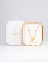 Gold Plated Circle Cubic Zirconia Necklace & Earrings Set