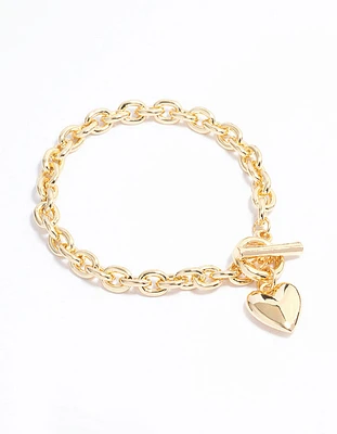 Gold Plated Heart FOB Bracelet