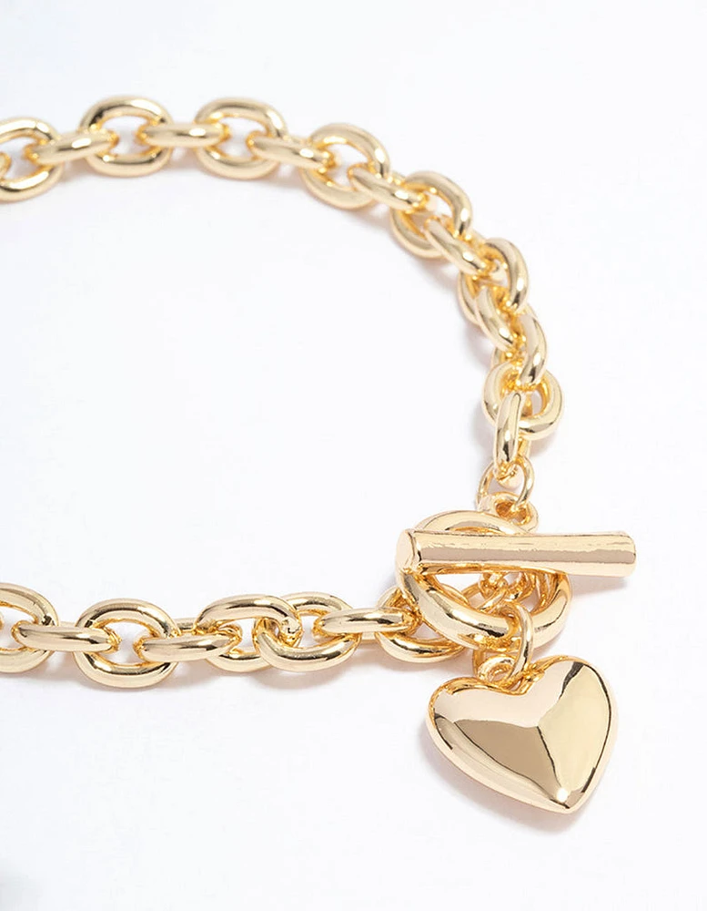 Gold Plated Heart FOB Bracelet