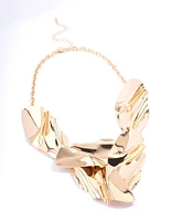 Gold Abstract Disc Short Necklace
