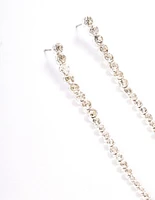 Silver Long Diamante Drop Earrings