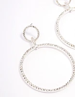 Silver Diamante Circle Drop Earrings