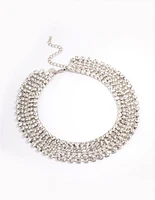 Rhodium Cupchain Statement Necklace