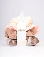 Ivory & Blush Christmas Hair Scrunchie Gift 4-Pack