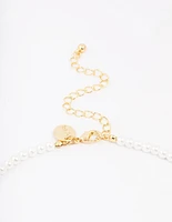 Gold Plated Letter K Initial & Pearl Pendant Necklace