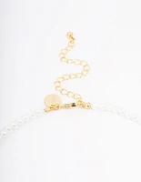 Gold Plated Letter A Initial & Pearl Pendant Necklace