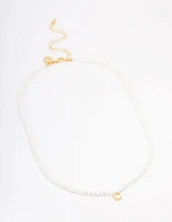 Gold Plated Letter C Initial & Pearl Pendant Necklace