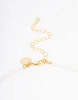 Gold Plated Letter R Initial & Pearl Pendant Necklace