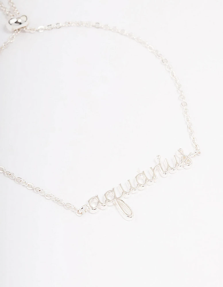 Silver Plated Aquarius Script Bracelet