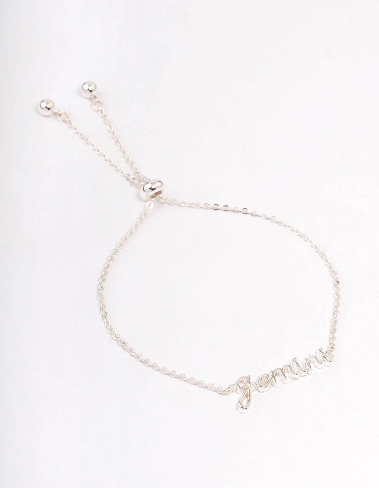 Silver Plated Gemini Script Bracelet