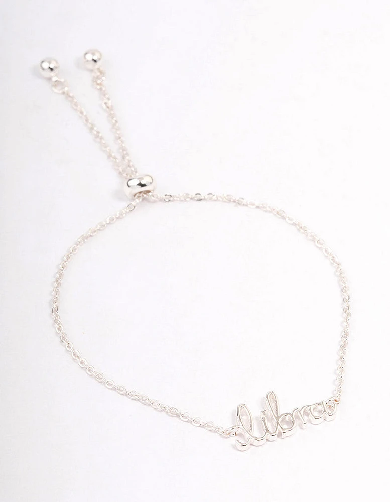 Silver Plated Libra Script Bracelet