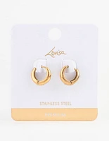 Gold Plated Stainless Steel Mini Drop Huggie Earrings