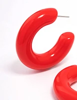 Red Chubby Hoop Earrings