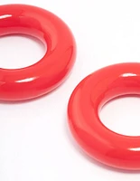 Red Chubby Hoop Earrings