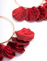 Red Iridescent Petal Hoop Earrings