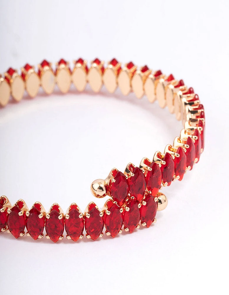 Red Navette Stone Bangle