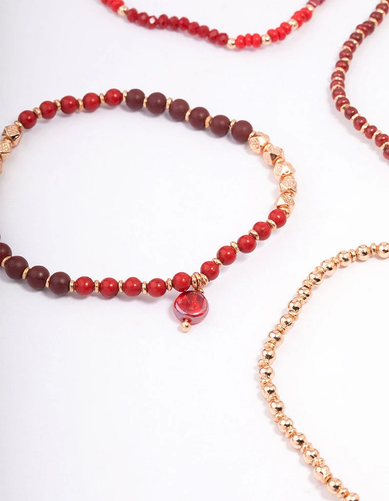 Red Multi Stone Adjustable Bracelet