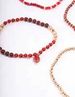 Red Multi Stone Adjustable Bracelet