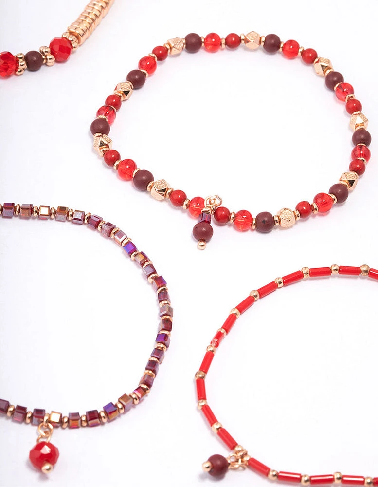 Red Multi Stone Adjustable Bracelet