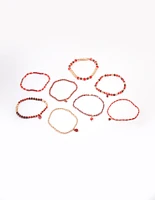 Red Multi Stone Adjustable Bracelet