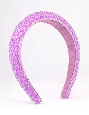 Lilac Fabric Facet Bead Embellished Headband
