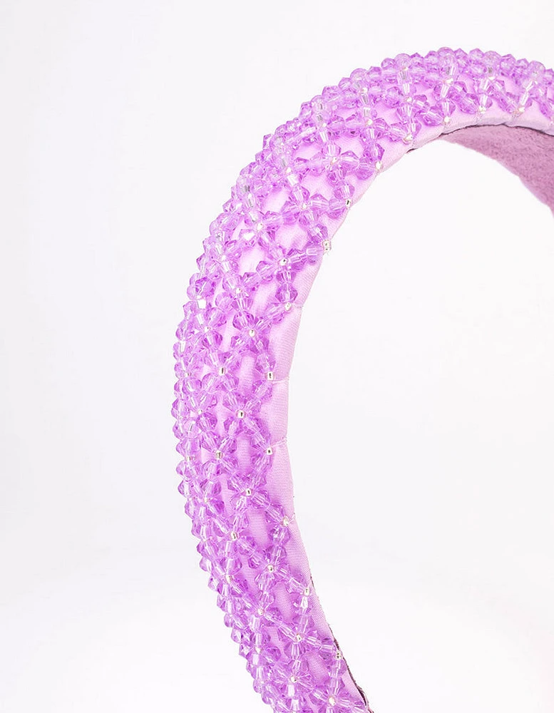 Lilac Fabric Facet Bead Embellished Headband