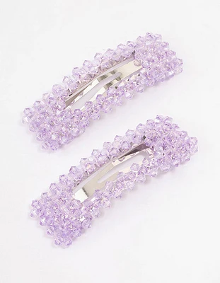 Lilac Facet Beaded Hair Clip Pack