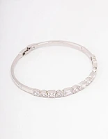 Rhodium Cubic Zirconia Mixed Shape Stone Bangle