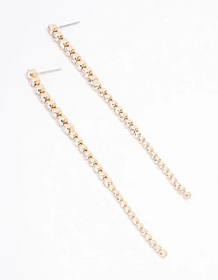 Gold Round Diamante Cupchain Drop Earrings