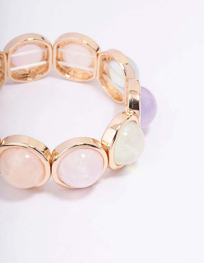 Gold Acrylic Iridescent Circle Bangle