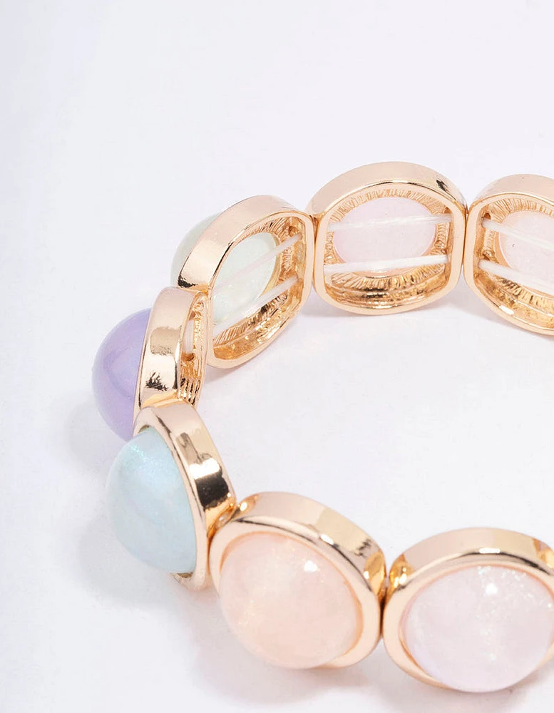 Gold Acrylic Iridescent Circle Bangle