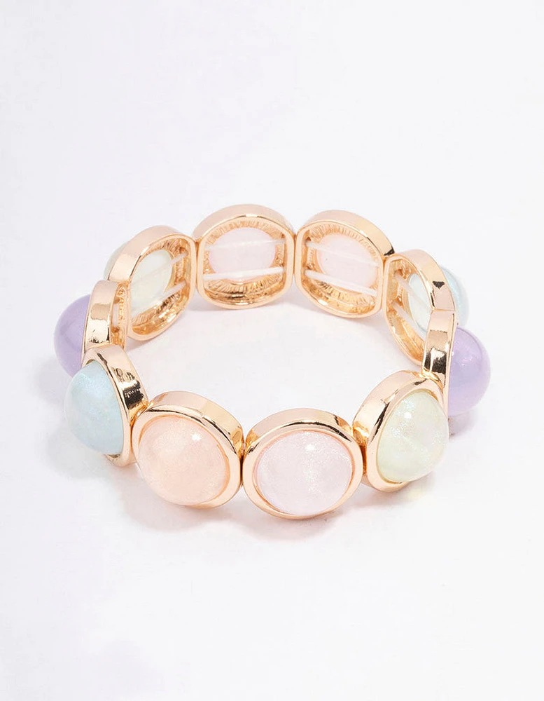 Gold Acrylic Iridescent Circle Bangle