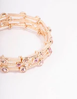 Gold Textured Diamante Bangle