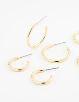 Gold Plated Thin Hoop Earring 3-Pack