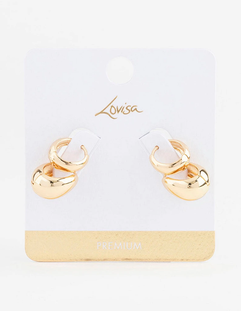 Gold Plated Bubble Huggie Earring Pack