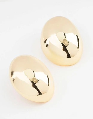 Gold Plated Oval Bold Stud Earrings