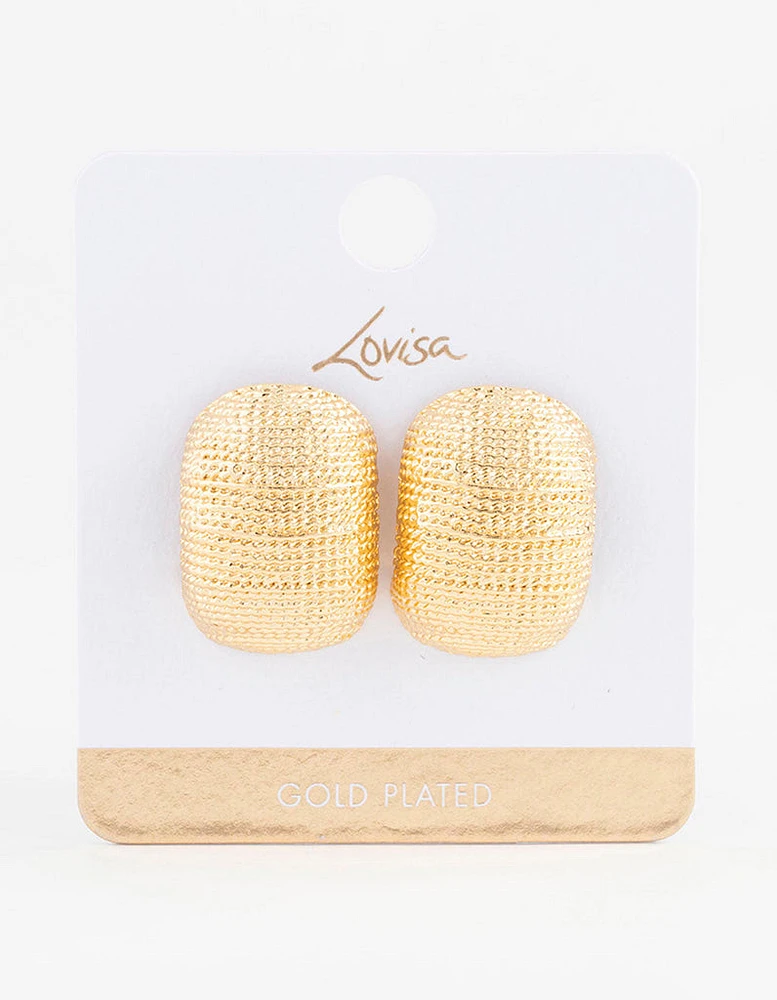 Gold Plated Textured Bold Stud Earrings