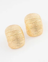 Gold Plated Textured Bold Stud Earrings