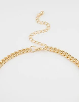 Gold Plated Dome Cupchain Curb Pendant Necklace