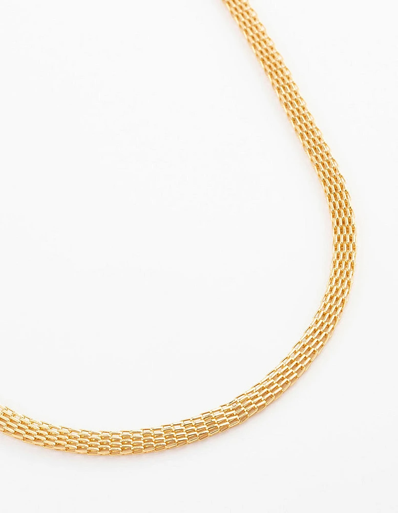 Gold Plated Fine Weave Chain Necklace