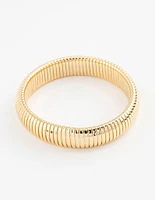 Gold Plated Wide Ribbed Bangle