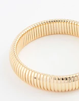 Gold Plated Wide Ribbed Bangle