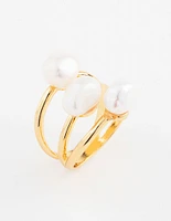 Gold Plated Triple Pear Cluster Ring