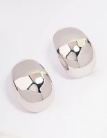 Rhodium Large Oval Stud Earrings