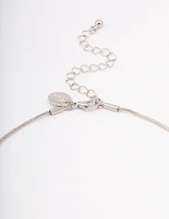 Rhodium Snake Chain Pearl Pendant Necklace