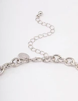 Rhodium Puffy Heart Chunky Chain Necklace