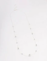 Rhodium Molten Ball Long Necklace